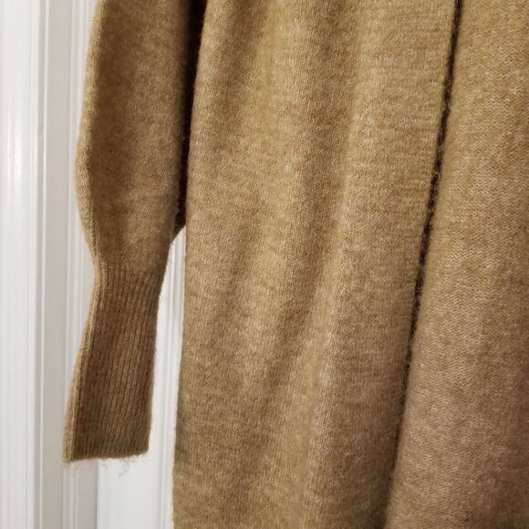 H&M Long Open Knit Cardigan Tan Wool XS Women Sweater Oversized Balloon Sleeves - Picture 6 of 13